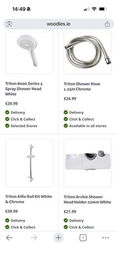 New Triton T90 Shower Kit