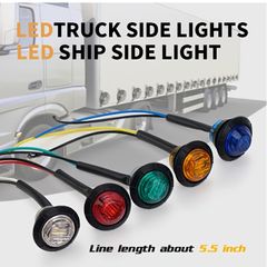 10pcs of 3/4-inch Bullet-style Round LED Side Marker Lights, Suitable for 12V- 24V Trailers, Trucks,