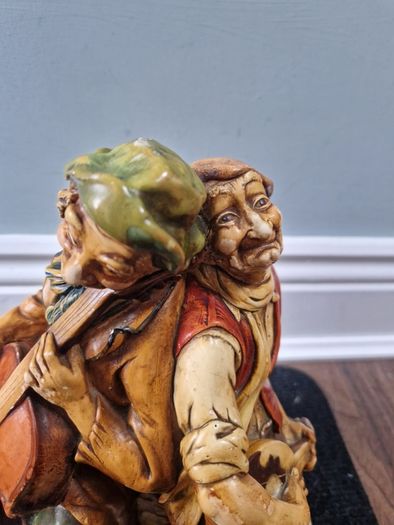 Rare Large Antique Ornament 1960s  Chalkware ' The Buskers'