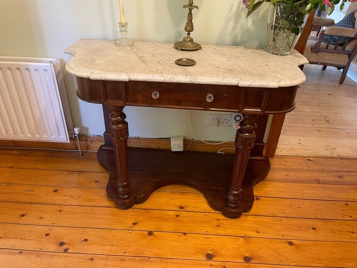 Antique Marble Top Console / Hall Table
