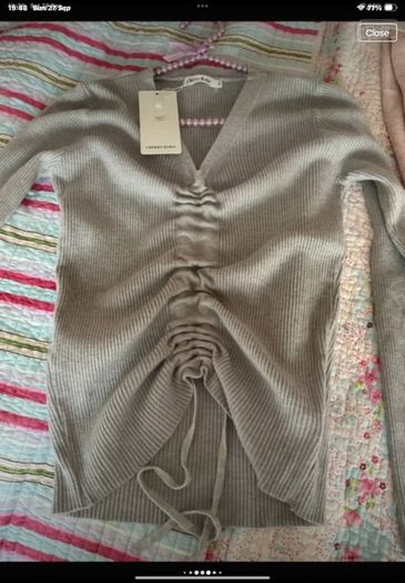 jumper Bnwt grey vneck long sleeve grey drawstring detail jumper m/l