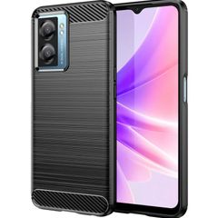 Black Shockproof Case For OPPO A77 5G Carbon Fibre Effect Back Cover