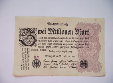 Germany. Reichsbanknote. 2 Millionen Mark (9.8.1923) Nice Condition!