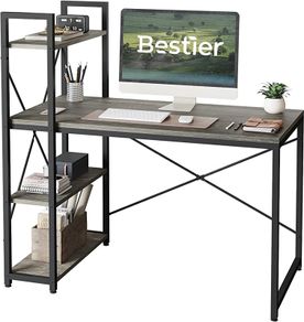 Computer Desk with Storage Shelves Writing Desk with Shelves 120CM Reversible Computer Desk with Bookshelf for Home Office Small Space MULTIPLE COLOURS AVAILABLE (FREE POSTAGE)