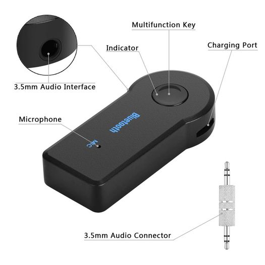 2 In 1 Wireless Bluetooth-compatible Receiver Transmitter Adapter 3.5mm Phone AUX Audio MP3 Car Stereo Music Receiver Adapter