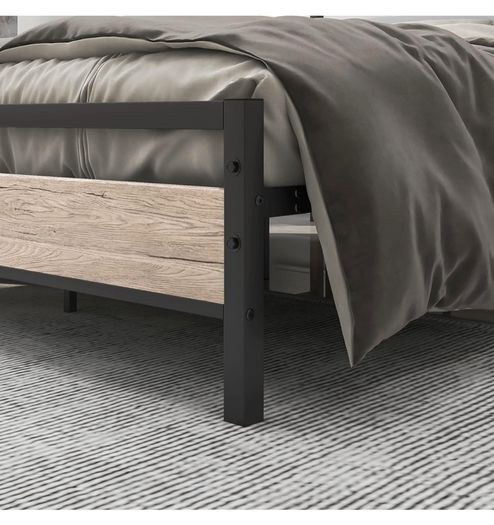 5ft King Size Bed Frame With Wood Headboard