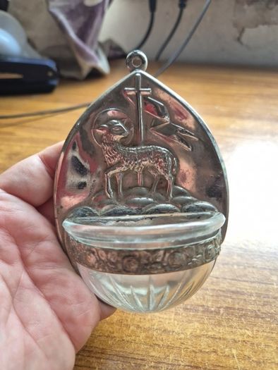 Vintage Holy Water Font Lamb of God