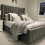 Wingback Double bed floor standing headboard, footboard and mattress Image 2