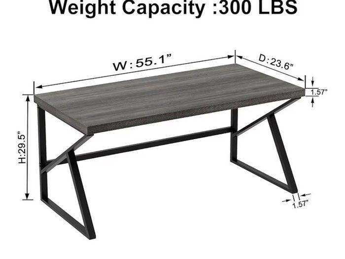 Modern Industrial Home Office Desk, PC Desk for Student Work Writing Study Gaming, Metal Wood Computer Table in Bedroom Workstation, Study PC Work Gaming Desks, Dark Oak 140cm