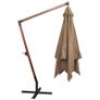 Hanging Parasol with Pole Taupe 3x3 m Solid Fir Wood Image 2