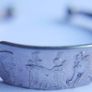 Vintage Egyptian Silver Plated Cuff Charm Bracelet Decorated Pharaohs Hieroglyphi Image 2