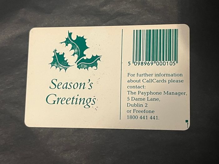 1990's Christmas theme telecom eireann call cards x 3