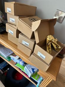 Nine sets of secondhand brass doors handles