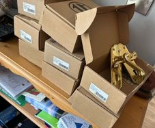 Nine sets of secondhand brass doors handles