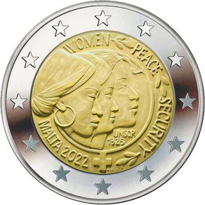 Malta 2 Euro Commemorative Coin 2022 - UN Security Council Resolution on Women, Peace and Security. Uncirculated.