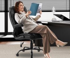Executive Chair, High Back Office Chair with Flip-up Armrests & Lumbar Support, Ergonomic Desk Chair Adjustable Tilt & Height, PU Leather Swivel Rolling Chair for Working, Study, Gaming, Black