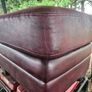 Burgundy Leather Ottoman. Image 3