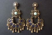 Boho Hippie Turquoise Tassel Statement Earrings