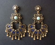 Boho Hippie Turquoise Tassel Statement Earrings