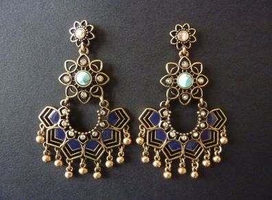 Boho Hippie Turquoise Tassel Statement Earrings