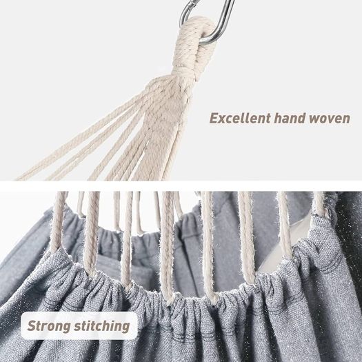 NEW SALE | Hammock Chair Hanging Swing 2 Seat Cushions Included,Strong Webbing Straps and Hooks for Easy Hanging Soft Cotton Weave Hanging Chair Side Pocket Large Tassel Chair Set Comfort Indoor Outdoor