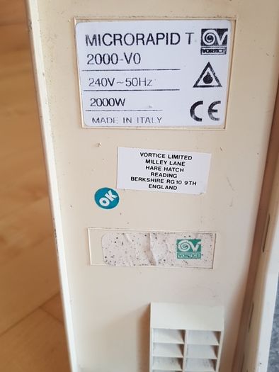 Space Heater - Vortice Compact Wall Mounted Fan Heater