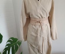 STAFF Hand made linen coat or dress , kimono one size 12- 14 - 16