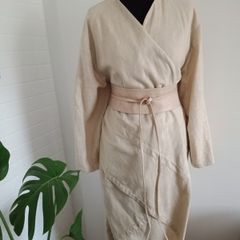 STAFF Hand made linen coat or dress , kimono one size 12- 14 - 16