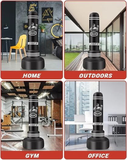 Freestanding Punching Bags for Adults - 175cm Heavy Punching Bag with Stand - Men Standing Boxing Bag Inflatable Kickboxing Bag for Training MMA Muay Thai Fitness