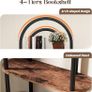 4-Tier Arched Bookshelf, Bookcase with Metal Frame and Wooden Shelves, 165.5cm Tall Floor Standing Book Shelf, Storage Shelves for Living Room, Study, Office, 80x30x165.5cm(Rustic Brown) Image 6