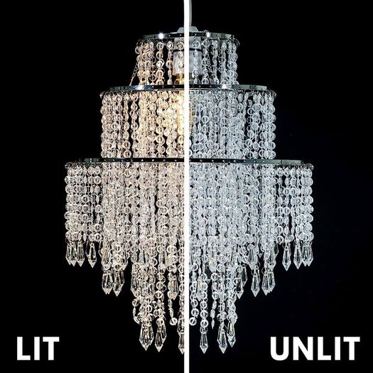 3-Tier Clear Chandelier Light Shade | Lamp Shade for Pendant Light Ceiling Light Shade Acrylic Crystal Chandelier Easy Fit Lampshades for Ceiling Lights for Living Room Bedroom Kitchen Hallway (FREE SHIPPING)