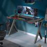 Gaming Desk PC Computer Gamer Desk Ergonomic Workstation with RGB LED Lights Headphone Hook Cup Holder for Home Offices Image 3