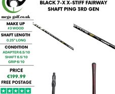Fujikura Ventus Velocore TR Black 7-X X-Stiff #3 Wood Shaft / Ping 3rd Gen
