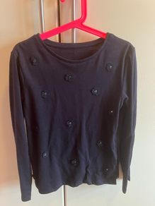 Dunnes Girl's Navy detail Top age 9, EUC