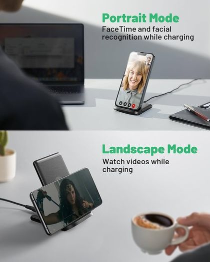 Wireless Charger, 15W Fast Wireless Charging Stand Qi Certified Sleep-friendly Adaptive Light & Dual Charging Modes for iPhone 15 14 13 12 11 Pro Max XR Plus Samsung S23 S22 Google Pixel LG etc
