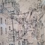 Antique Pen and Ink Drawing.Apollo Gallery,. c.1910 "Rue sous Le Font Quebec" Image 2