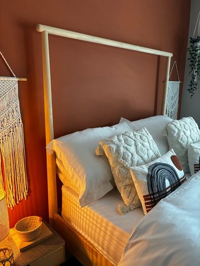 IKEA GJORA Double Bed, Mattress & JYSK Side Lockers