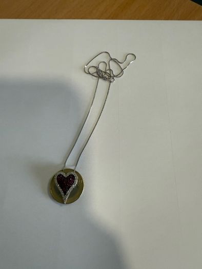 18k White Gold Necklace Natural diamond and ruby