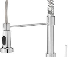 Kitchen Tap, Spring Kitchen Sink Mixer Taps, Commercial Faucet Single Handle Lever, High Arc Swivel 360 with 2 Spray Mode, Polished Chrome