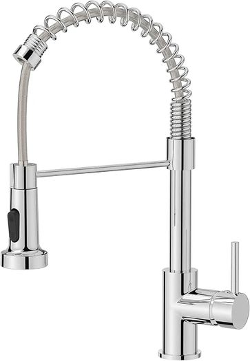 Kitchen Tap, Spring Kitchen Sink Mixer Taps, Commercial Faucet Single Handle Lever, High Arc Swivel 360 with 2 Spray Mode, Polished Chrome
