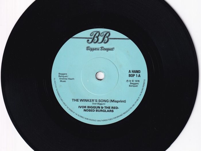 Ivor Biggun  The Rednosed Burglars The Winkers Song (misprint) 1978 Single