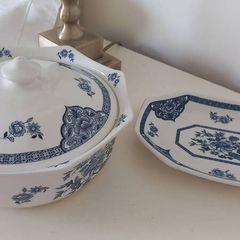 Royal Staffordshire Old Pekin Blue and White Plate and Bowl
