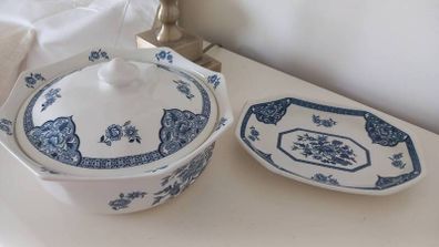 Royal Staffordshire Old Pekin Blue and White Plate and Bowl