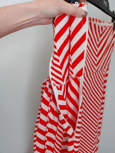 M&S Autograph red and white strapless dress