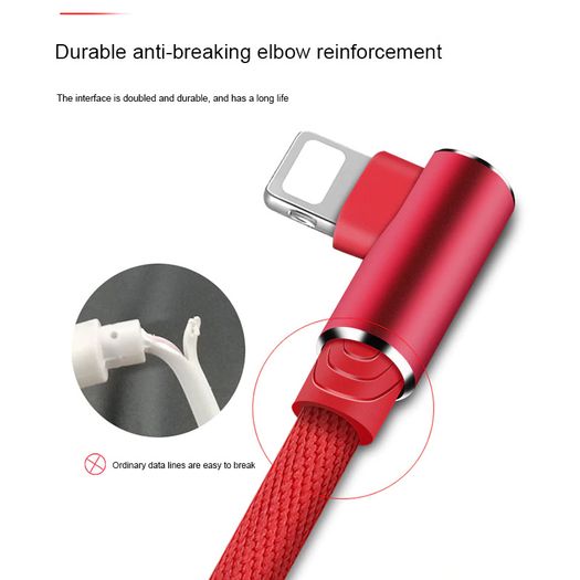 NOHON 3M Apple 3A Lightning Fast Charger & Data Sync 90 Degree Elbows Nylon Braided Cable (Brand New/Warranty)