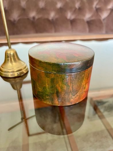 Vintage German Wooden Hand Painted Lacquered Jewellery Trinket Box Ring Box