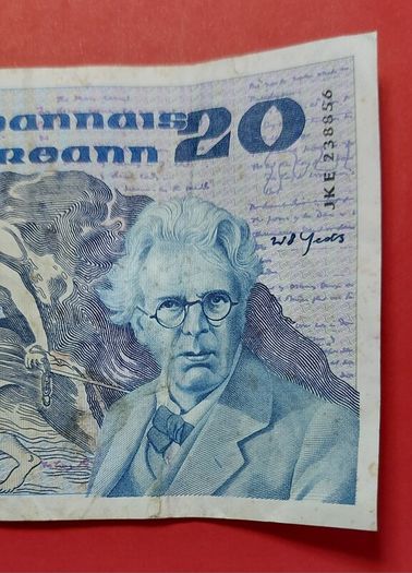 Irish 1981 "YEATS" Twenty pound note in .Fine condition