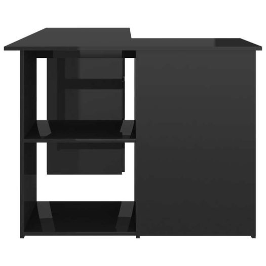 Corner Desk High Gloss Black 145x100x76 cm Chipboard