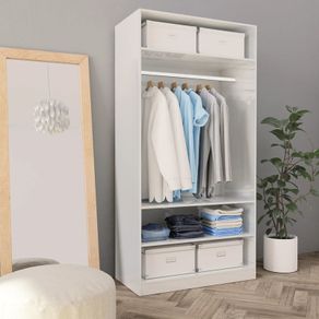 Wardrobe High Gloss White 100x50x200 cm Chipboard