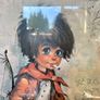 Vintage Teak Framed Certified Art print behind Glass Big Eye Art The Dropouts by Michael Thomas 1969 Image 4